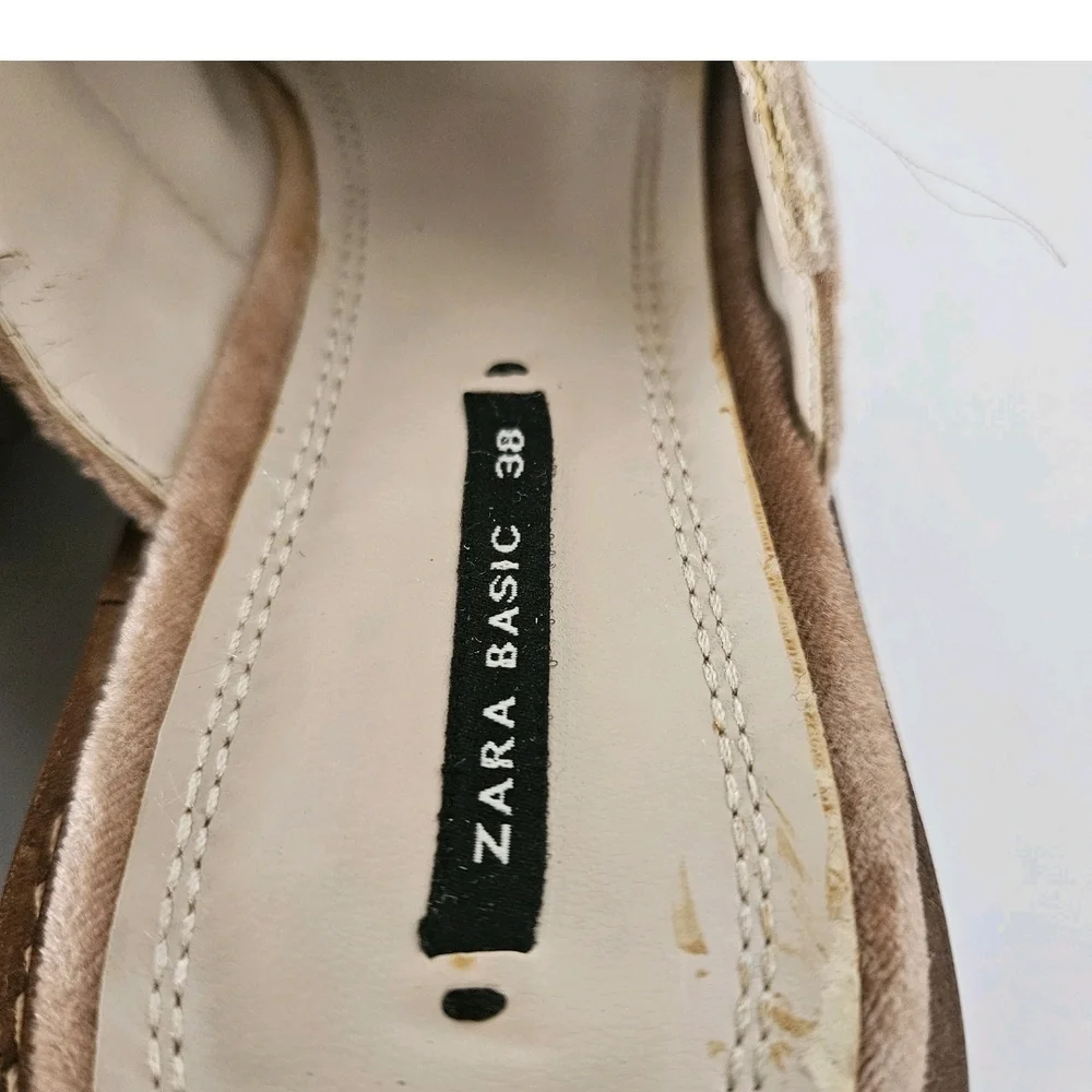 ZARA Womens Pink Velvet Slingback Brogues Shoes EU 38 US 7.5 - Picture 6 of 7